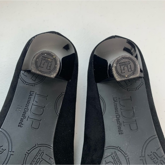 L’Amour Des Pieds LDP Bamelle Black Suede Leather Classic Women's Heels Pumps 7M - Picture 10 of 14